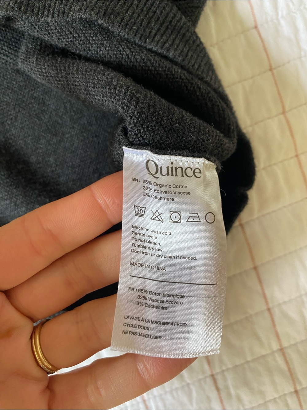 Quince Lightweight Cotton Link Stitch Dolman Sweater, Size Large - Picture 3 of 8